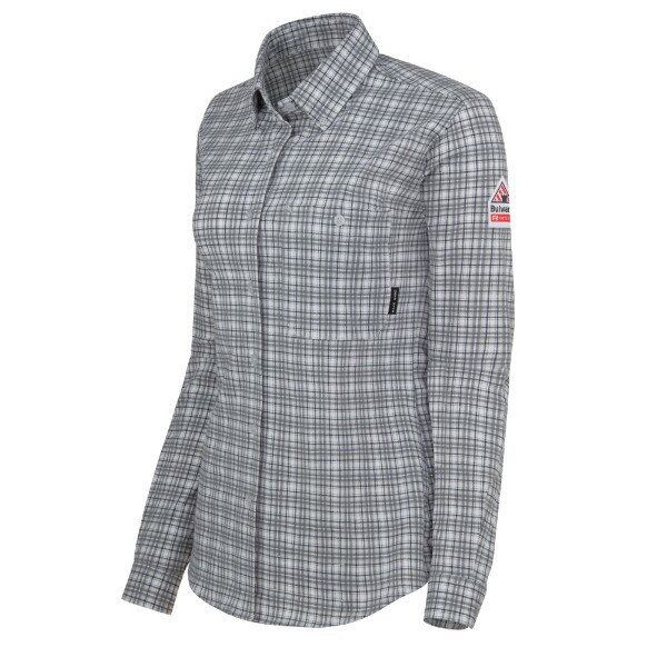 Bulwark FR Women’s Flex Knit Button Down Shirt in Charcoal
